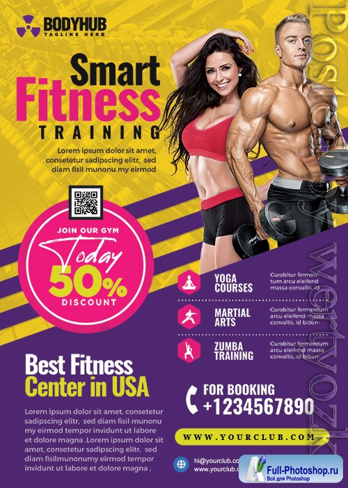 Fitness Gym Promotion Flyer PSD Template