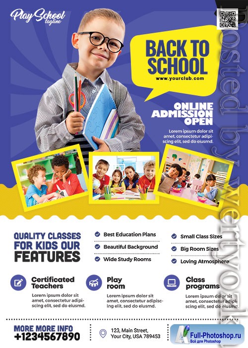 School Kids Admission Open Flyer PSD Template