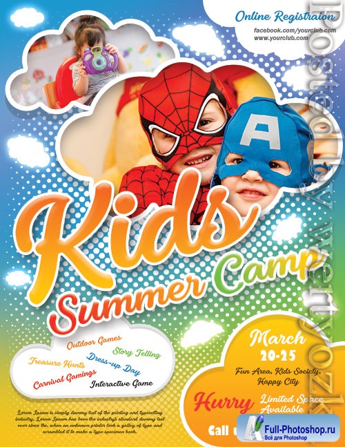 Kids Summer Camp Flyer Design Psd Template