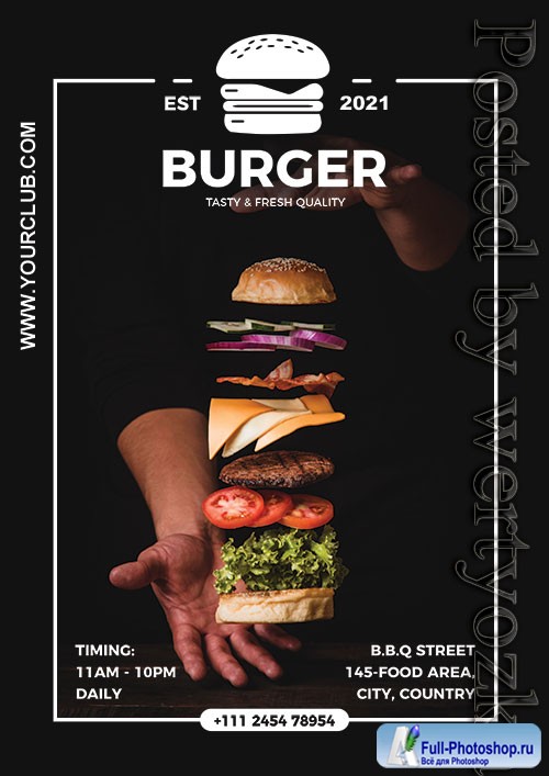 Burger Restaurant Poster Design Psd Template