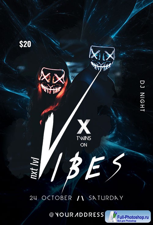 X Vibes psd flyer template