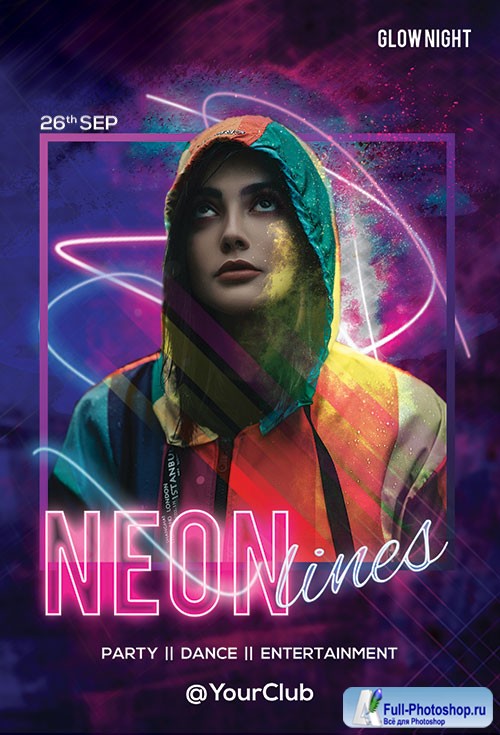 Neon Lines psd flyer template