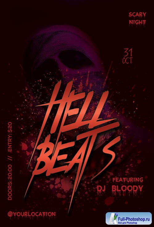 Hell Beats psd flyer template