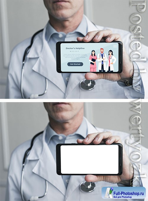 Person holding doctor's helpline landing page on mobile phone