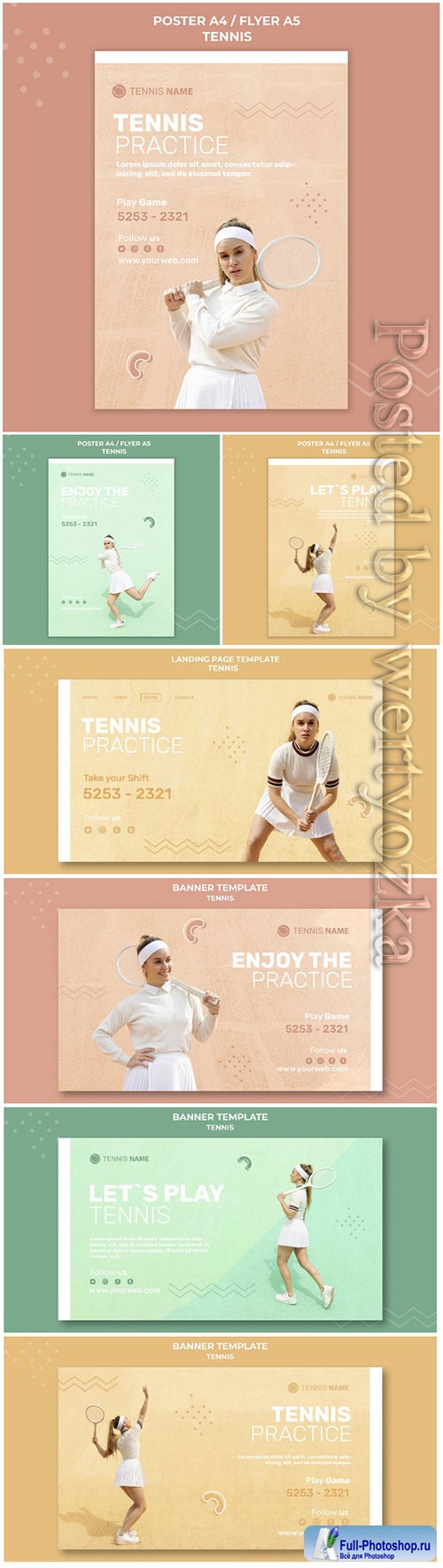 Tennis practice poster template design psd