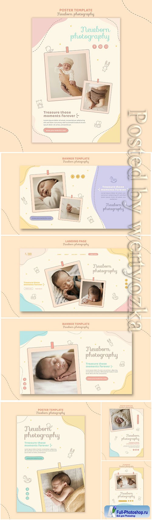 Cute sleeping baby banner template psd