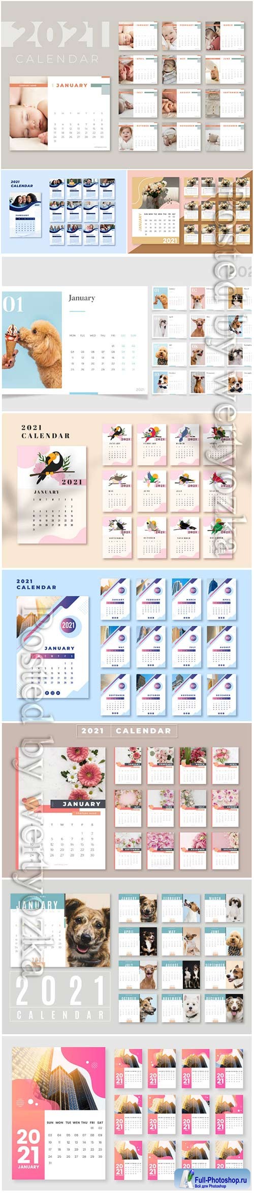 2021 calendar vector set templates vol 2