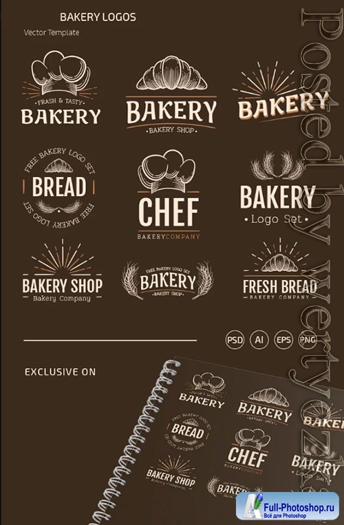 BAKERY LOGOS TEMPLATES IN EPS + PSD