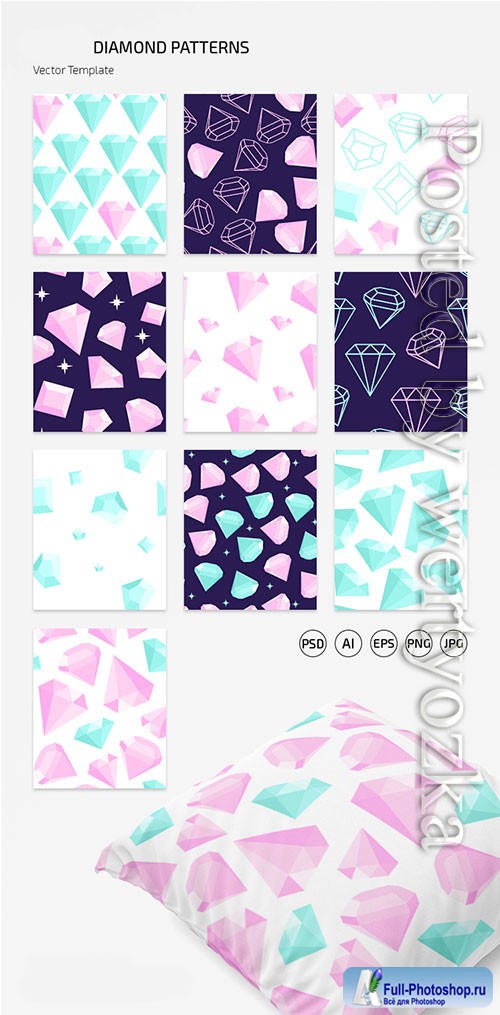 DIAMOND PATTERN SET IN EPS + PSD