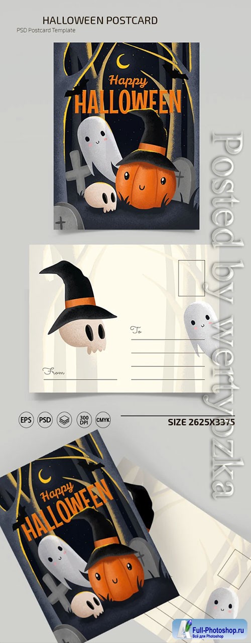 HALLOWEEN POSTCARD TEMPLATES IN PSD + EPS