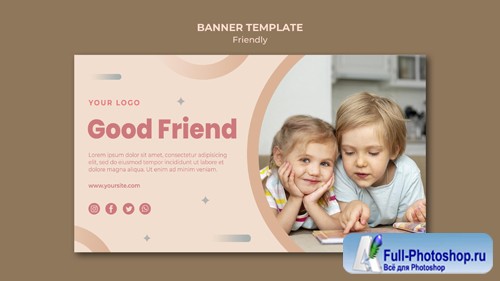 Good children friends banner web template