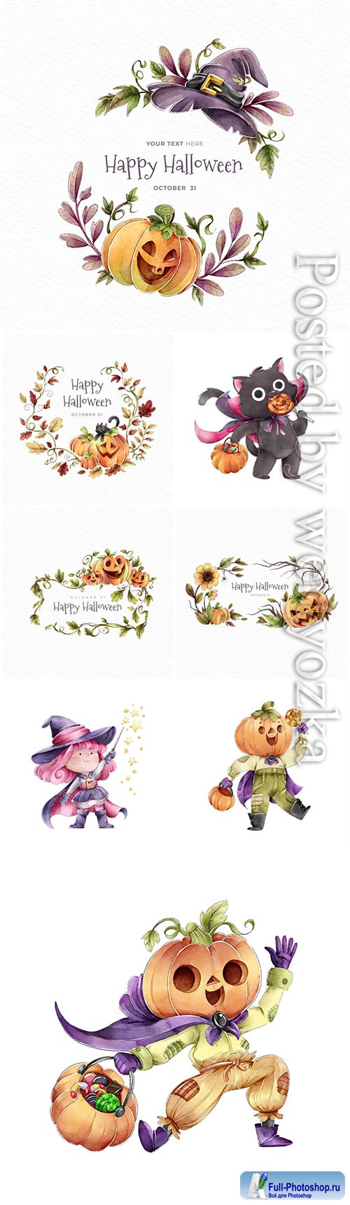 Happy halloween wreath of autumn leaves