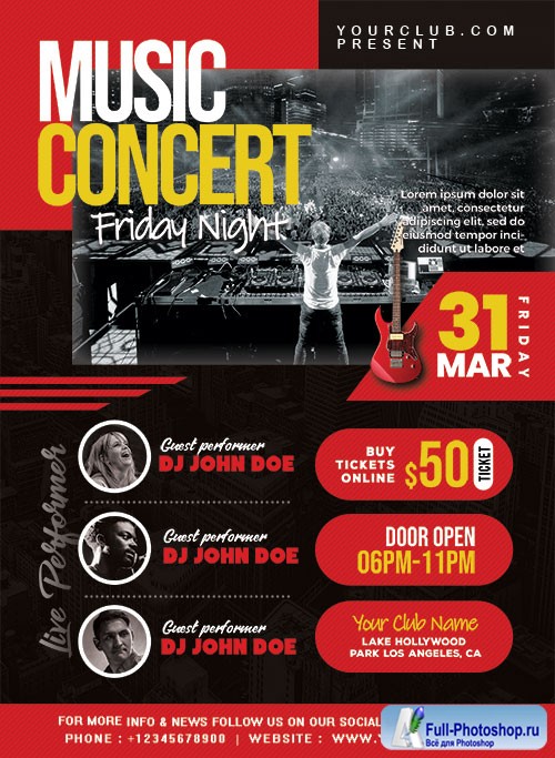 Live Music Concert Event Flyer PSD