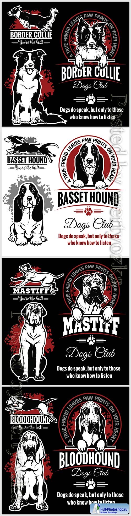 Dogs vector set for t-shirt, logo and template badges