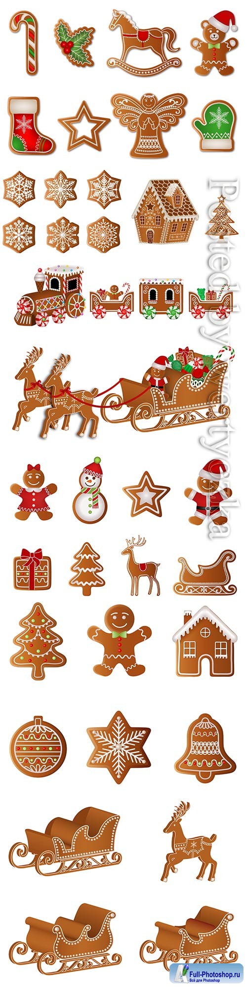 Vector set christmas gingerbreads