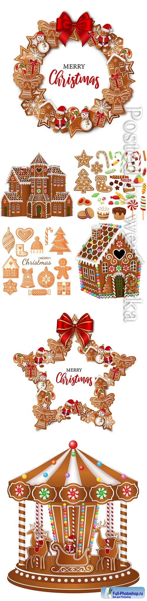 Vector christmas set gingerbreads