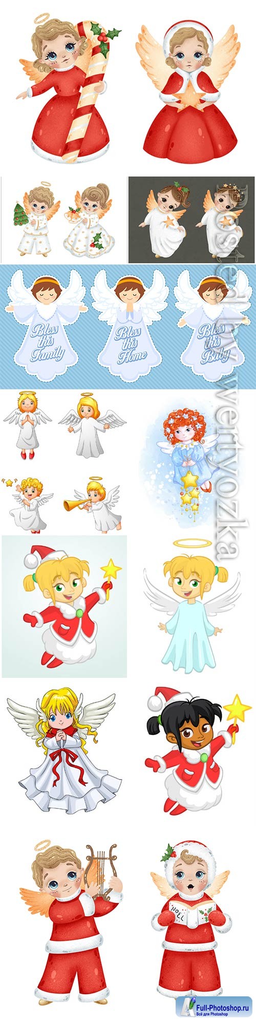 Christmas angels in vector