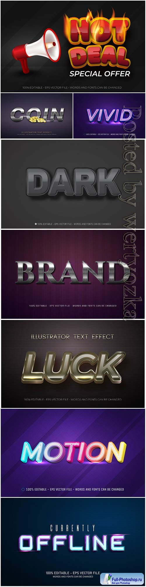 3d editable text style effect vector vol 8