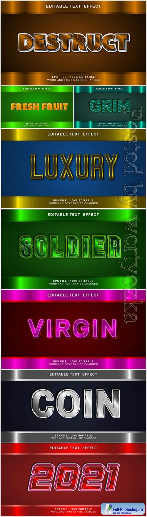 3d editable text style effect vector vol 2