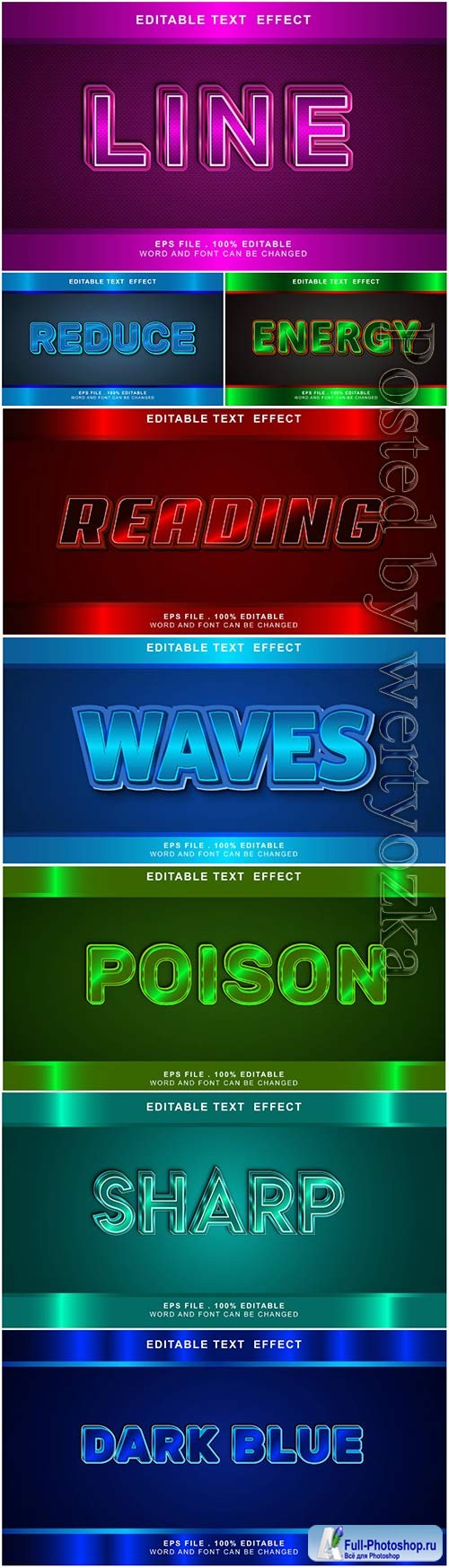 3d editable text style effect vector vol 6