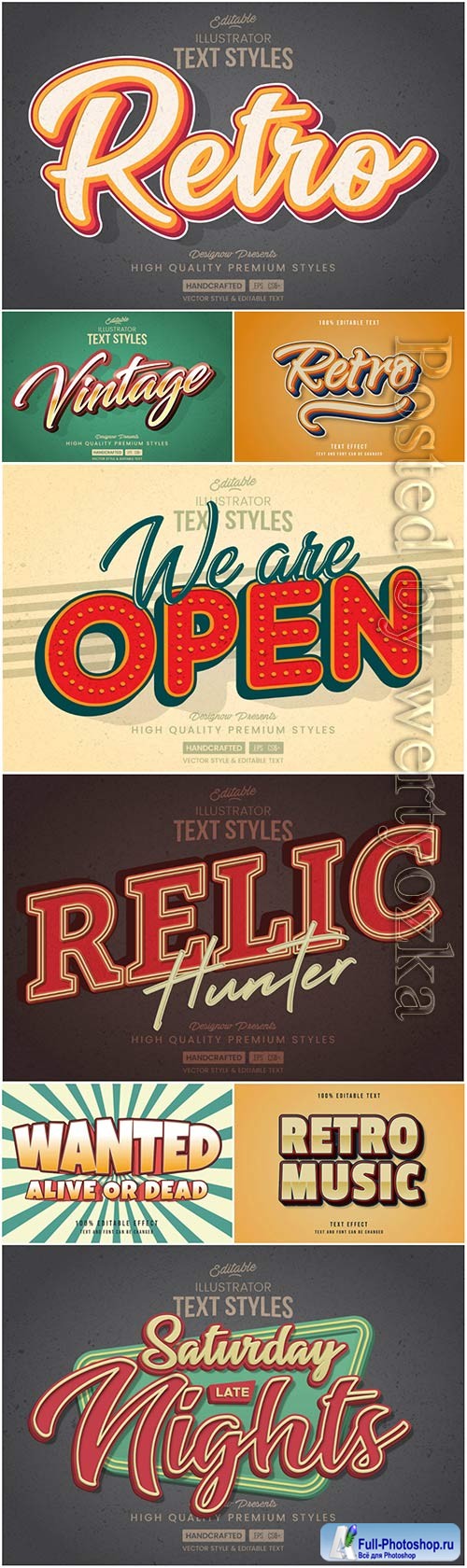 3d editable text style effect vector vol 48