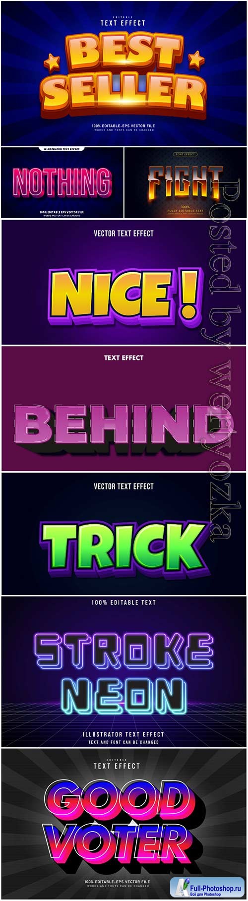 3d editable text style effect vector vol 58