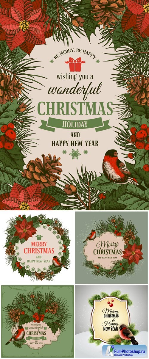 New Year and Christmas illustrations in vector 17