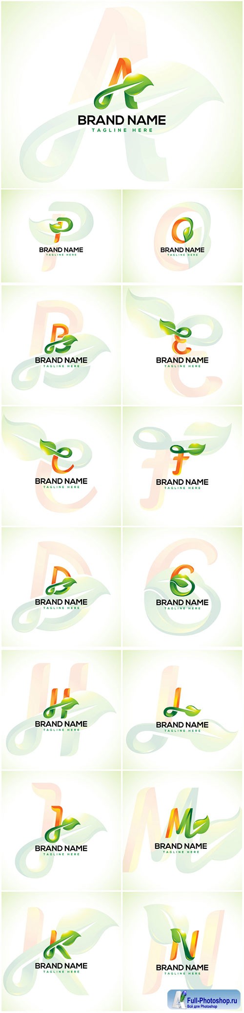 Leaf logo and initial letter logo concept