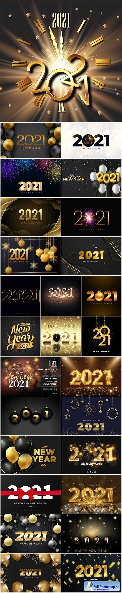 Happy new year 2021 night event vector poster with golden texture