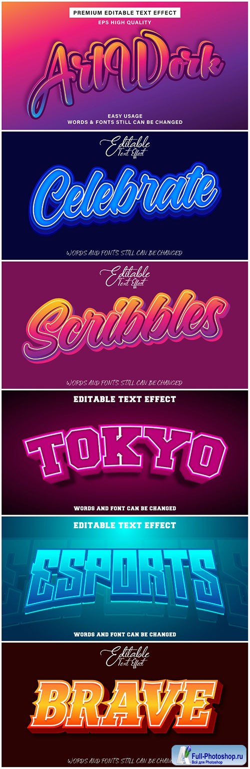 3d editable text style effect vector vol 192