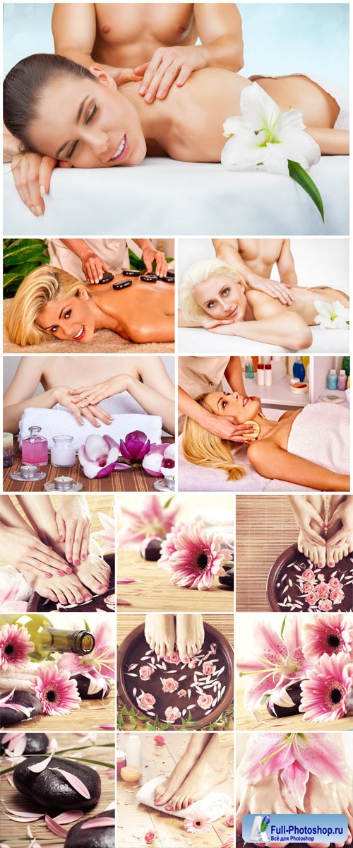 Girls on massage, spa treatments stock photo