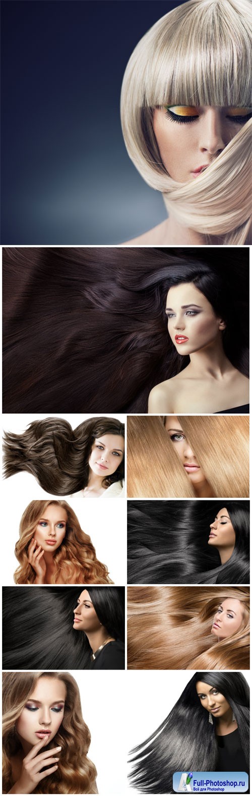 Girls with groomed long hair stock photo