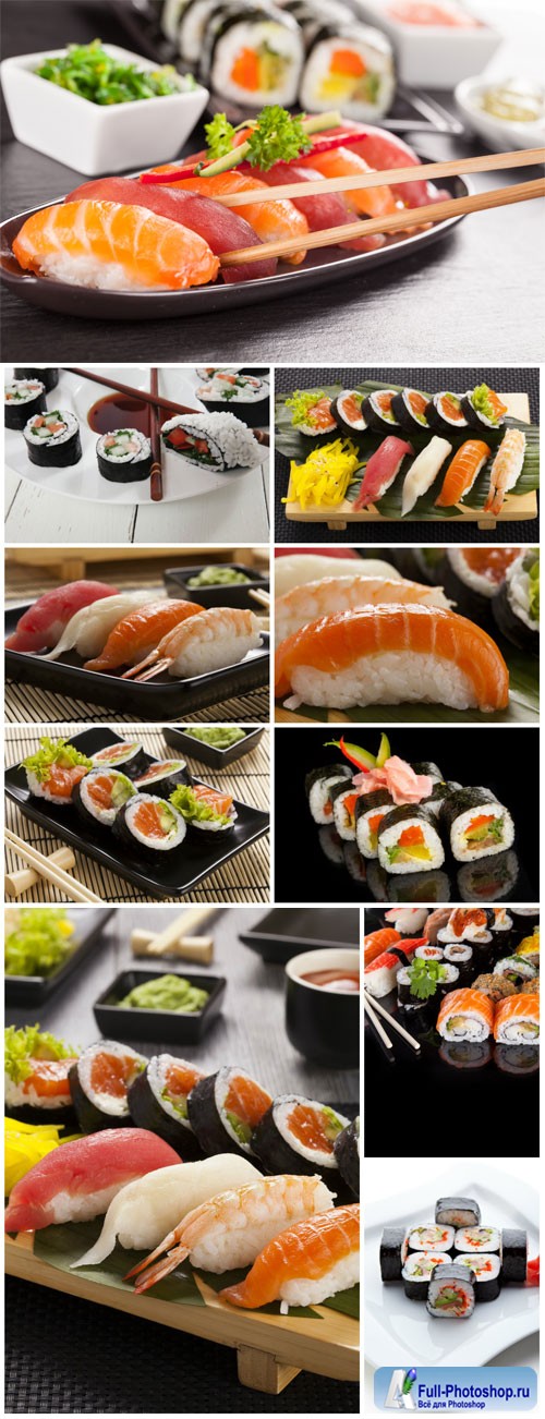 Delicious sushi sets stock photo