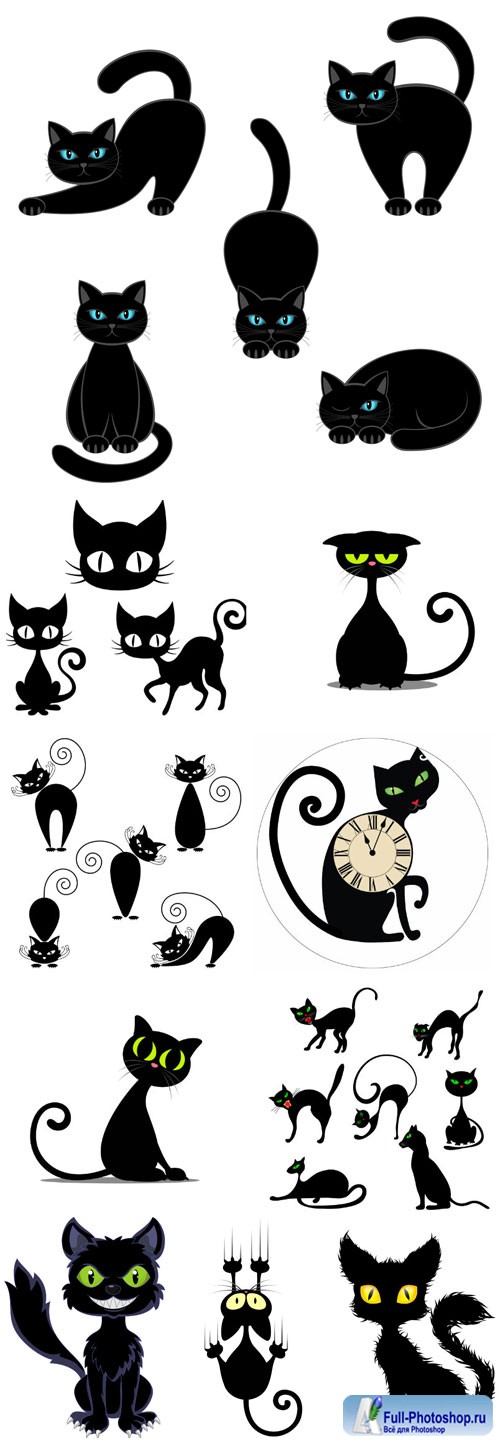 Black cats in vector