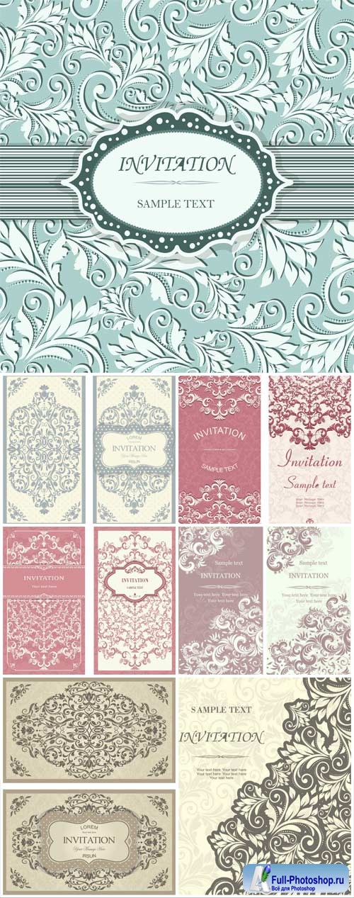 Floral wedding backgrounds in vector