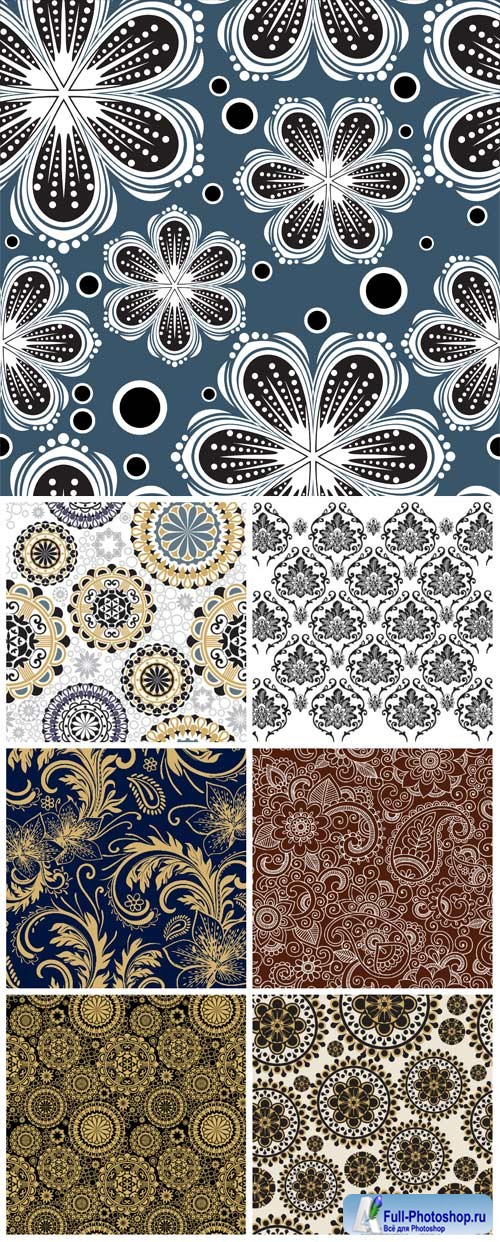 Backgrounds with lace patterns and flowers in vector