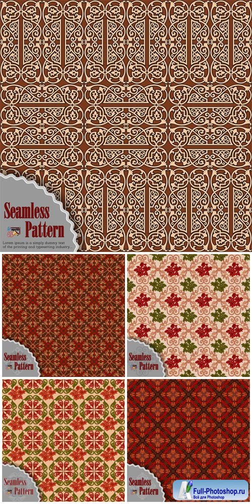 Textures with patterns seamless in vector