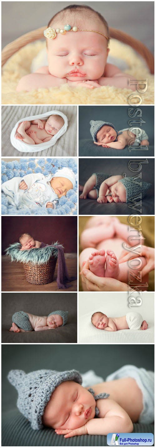 Sleeping newborn babies stock photo