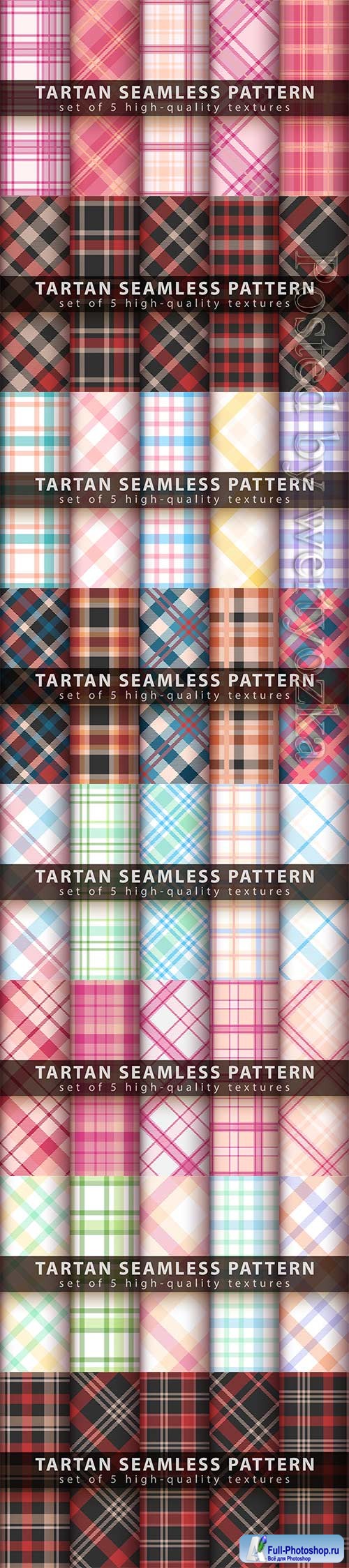 Set of classic tartan seamless pattern