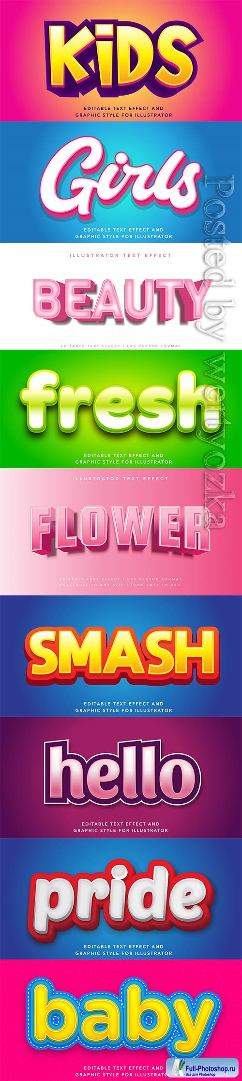 3d editable text style effect vector vol 277