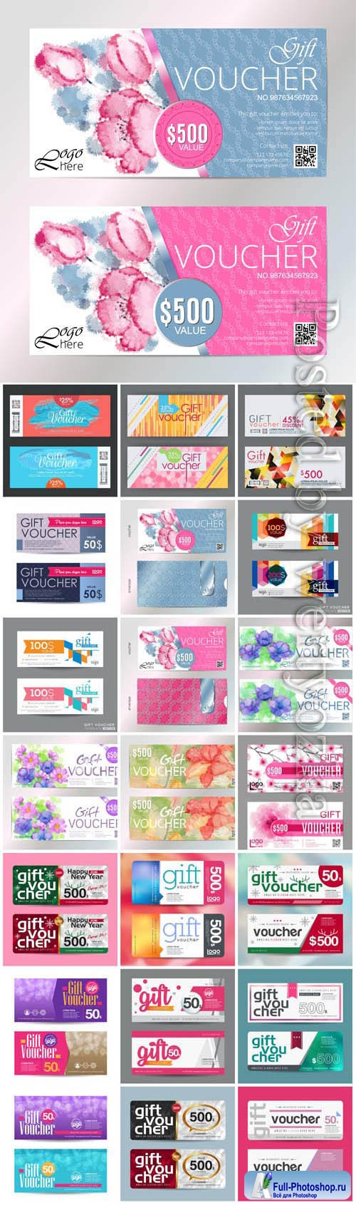 Set of different vouchers in vector