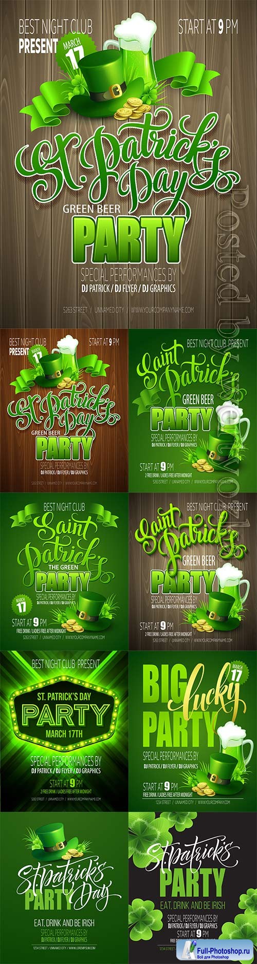 Patricks day party holiday poster vector design