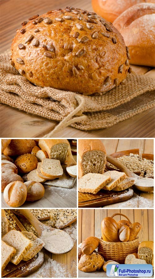 Basket with fresh bread stock photo