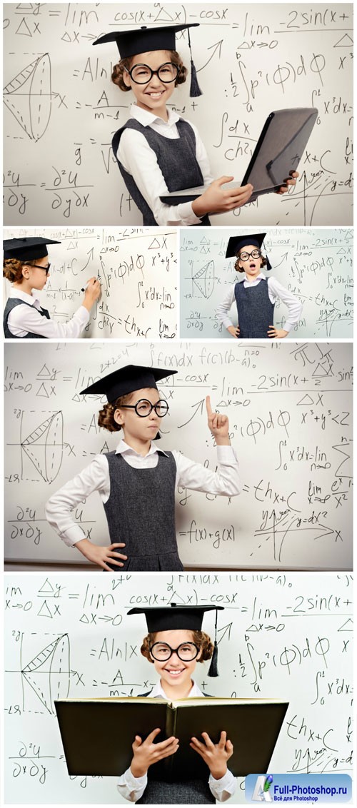 Schoolgirl girl with laptop stock photo