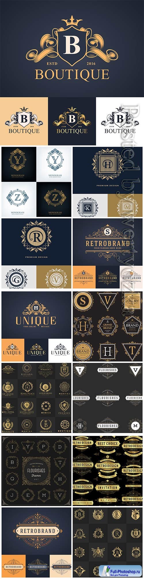 Logos, badges and design elements in vector