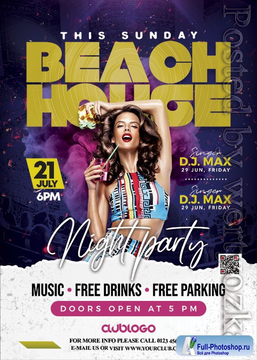 Music Club Party Flyer PSD Template