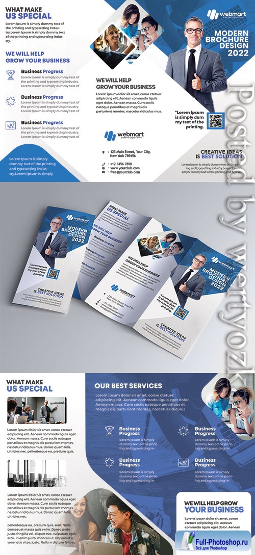 Business Marketing Tri-Fold Brochure Design PSD