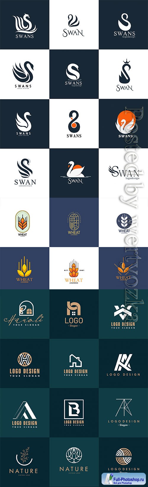 Set of different logos for business companies in vector