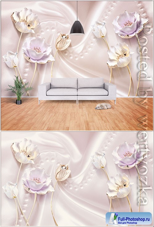 3d pink satin stereo tulip jewelry background wall