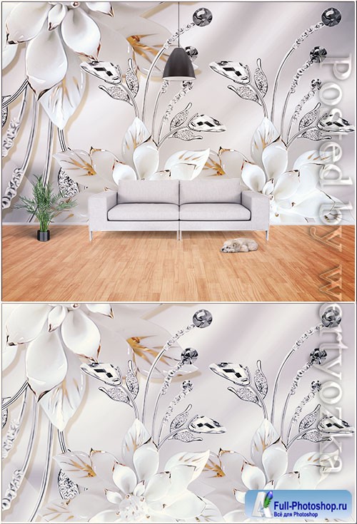 Modern minimalist three dimensional embossed flower wall customization